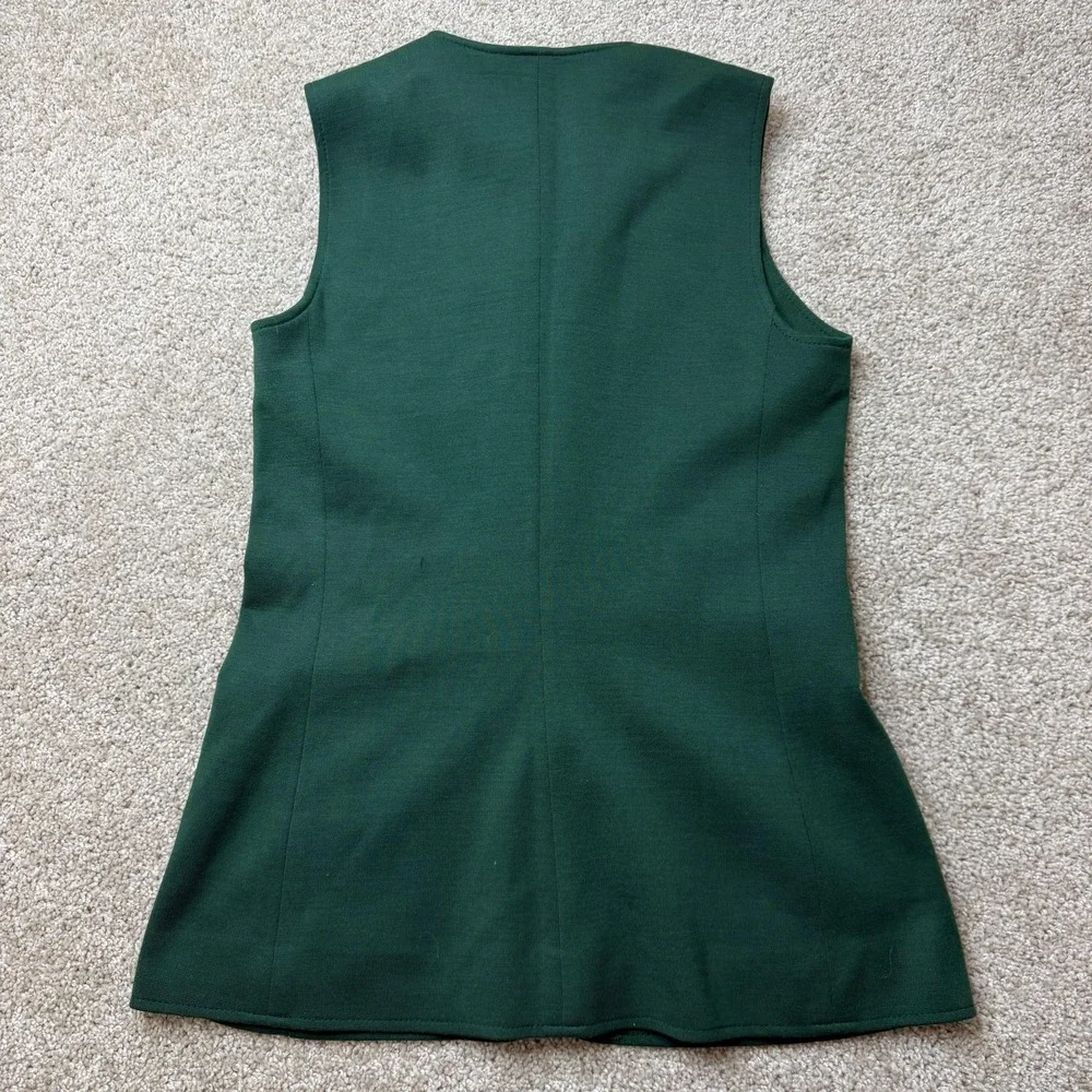 Vintage ACT III Vest Womens Medium Green Knit Button Front Pockets Longline